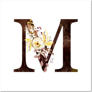 Floral Monogram M Lovely Autumn Foliage Posters and Art